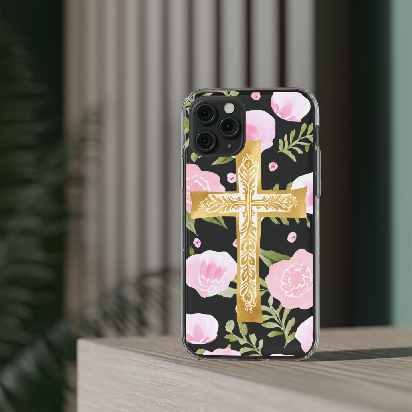Gold Cross Clear Phone Case