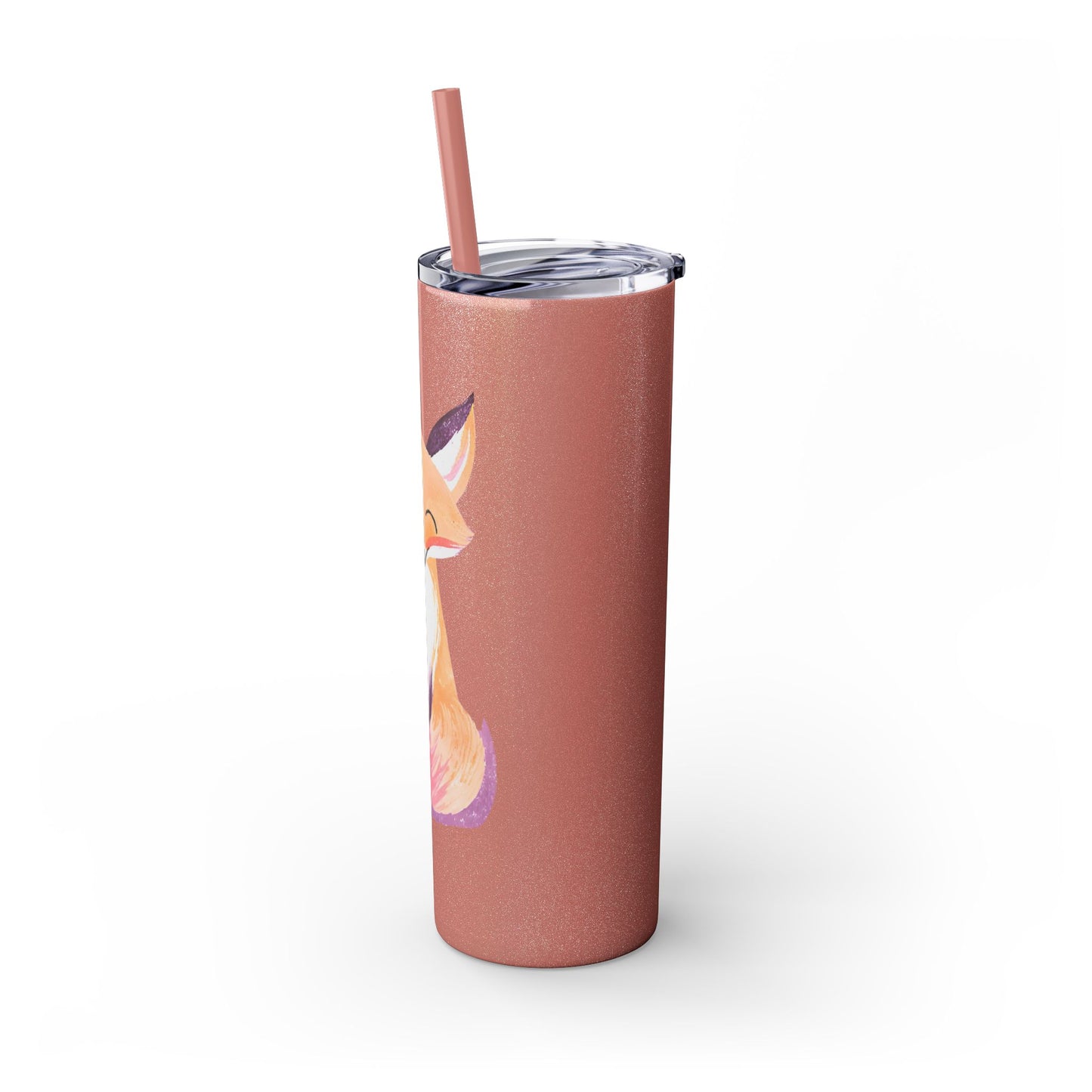 Cute Fox Skinny Tumbler with Straw, 20oz