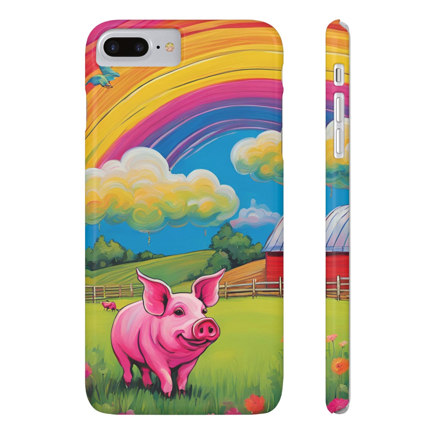 Rainbow Pig Farm Slim Phone Case