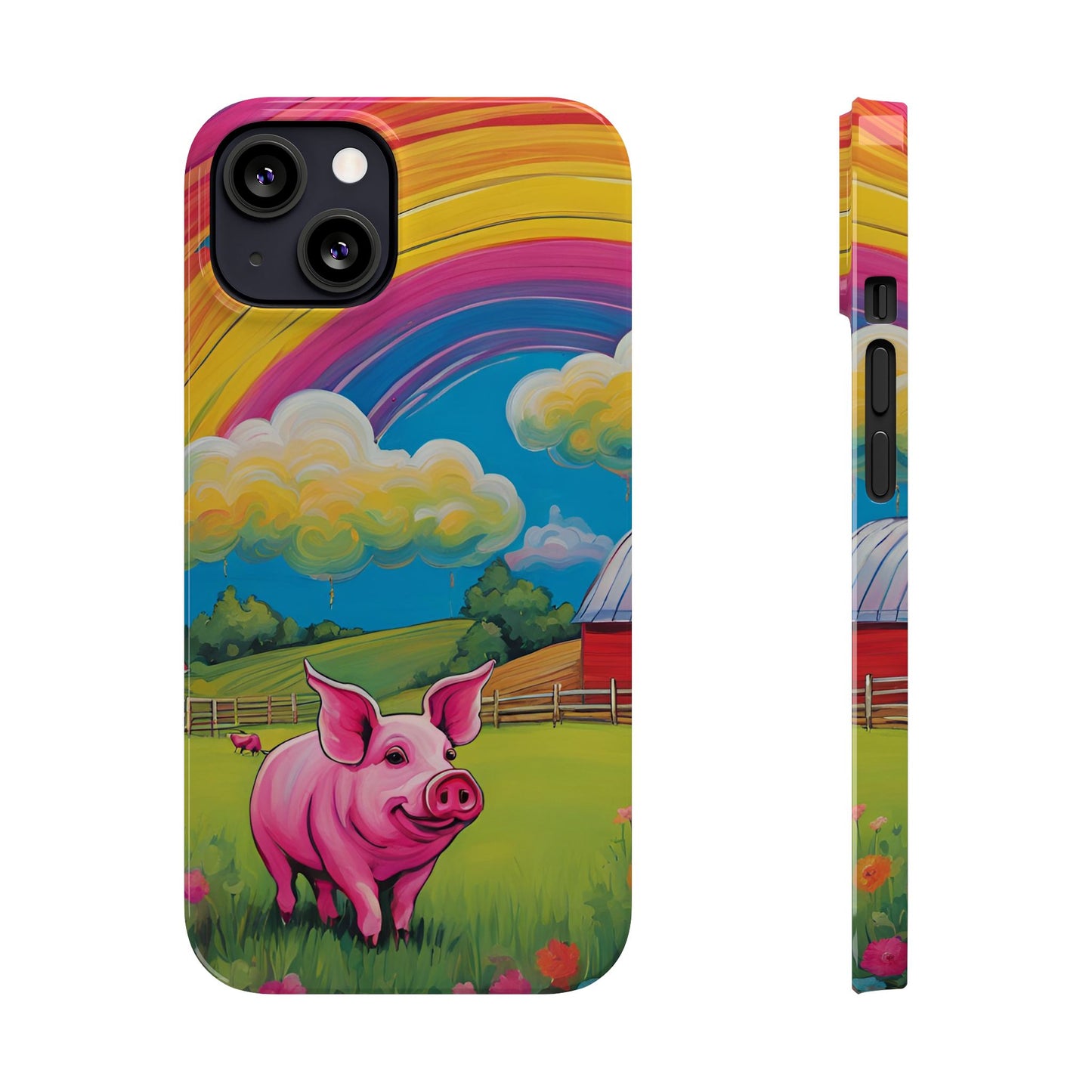 Rainbow Pig Farm Slim Phone Case