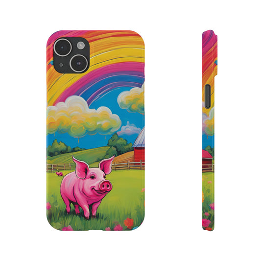 Rainbow Pig Farm Slim Phone Case