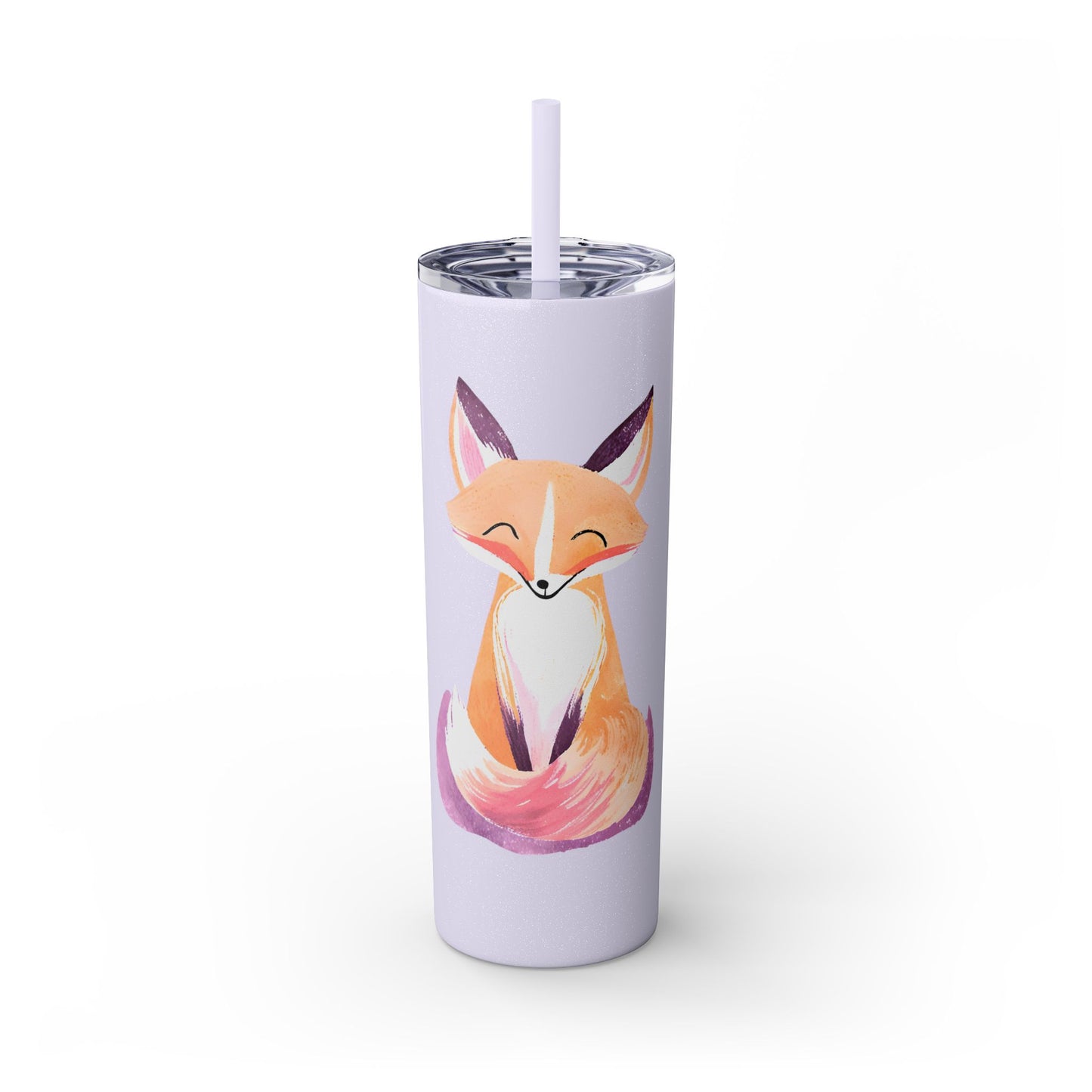 Cute Fox Skinny Tumbler with Straw, 20oz