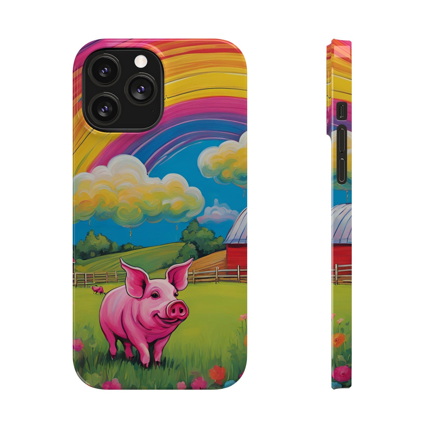 Rainbow Pig Farm Slim Phone Case