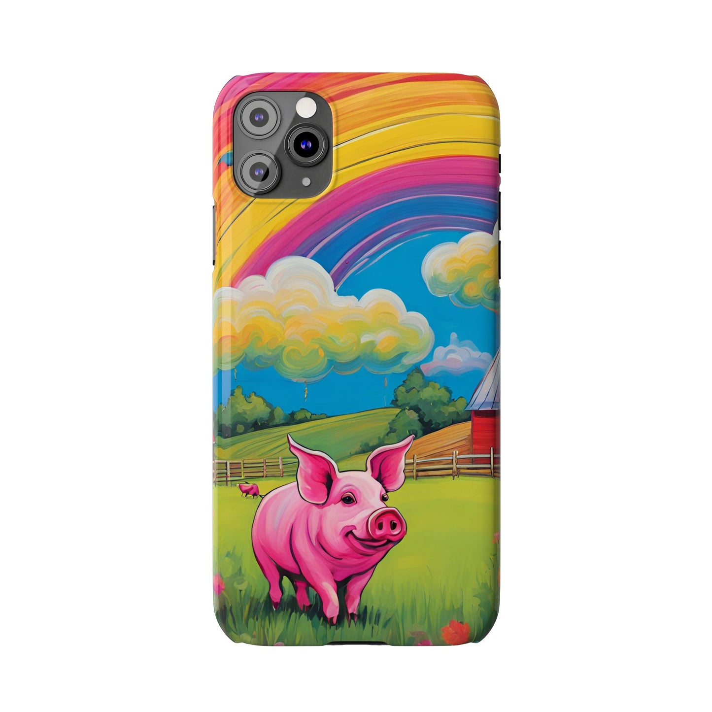 Rainbow Pig Farm Slim Phone Case