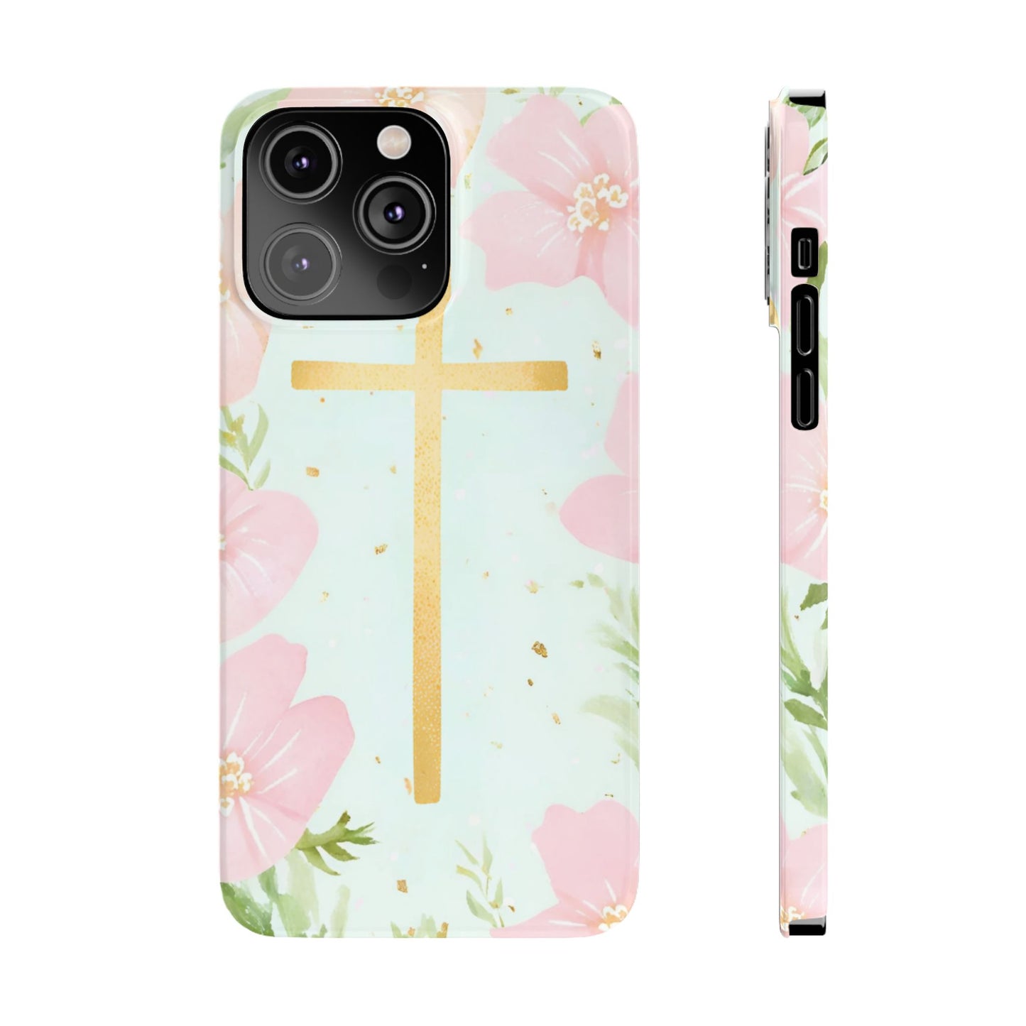 Cross with flowers Slim Phone Case