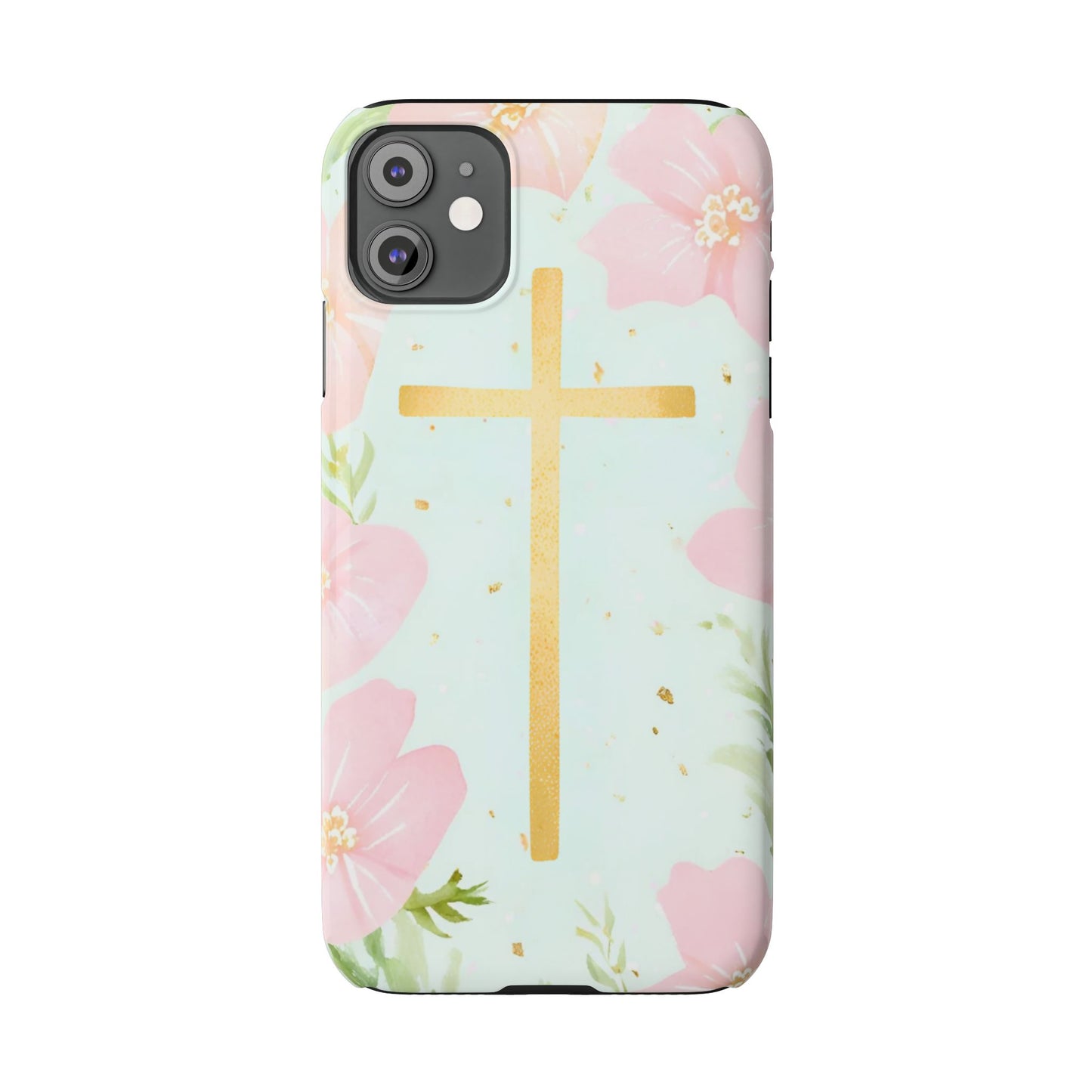 Cross with flowers Slim Phone Case