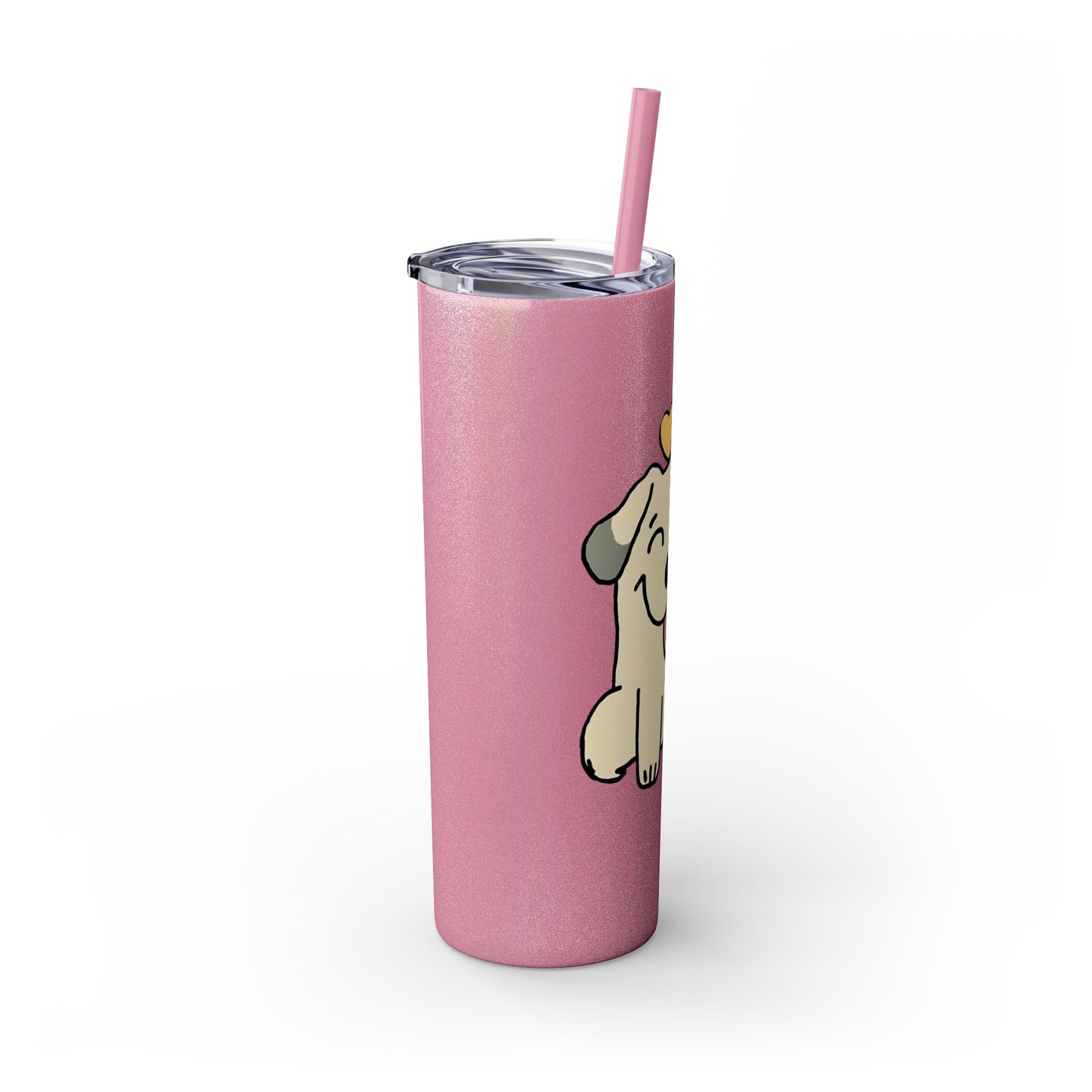 Happy Love Puppy Dog Skinny Tumbler with Straw, 20oz