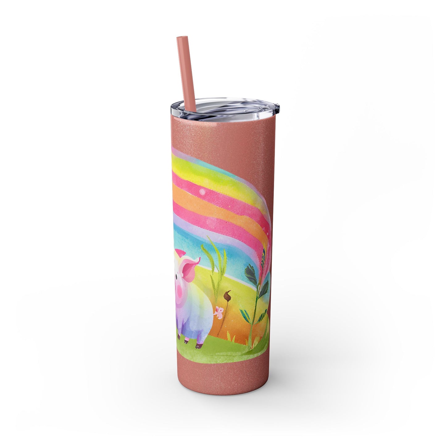 Rainbow Pig Tumbler with Straw, 20oz