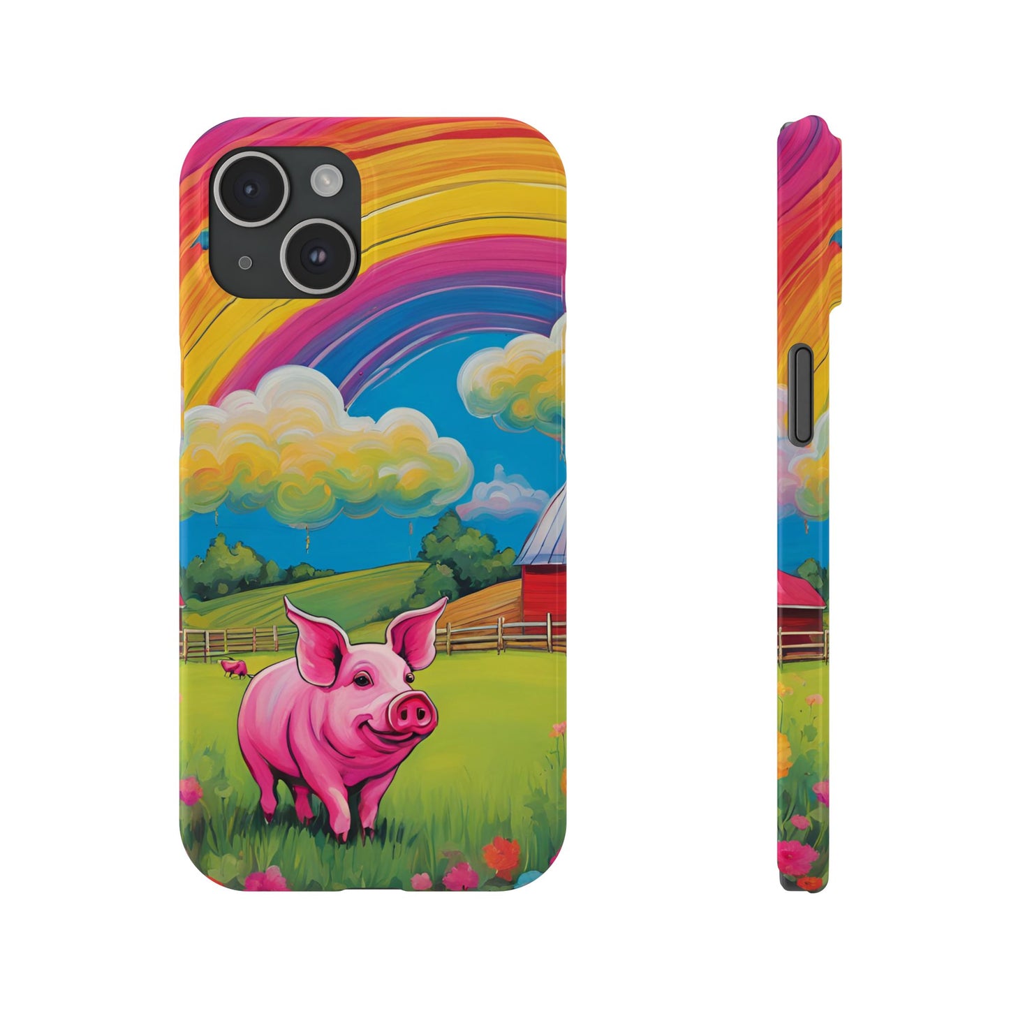 Rainbow Pig Farm Slim Phone Case