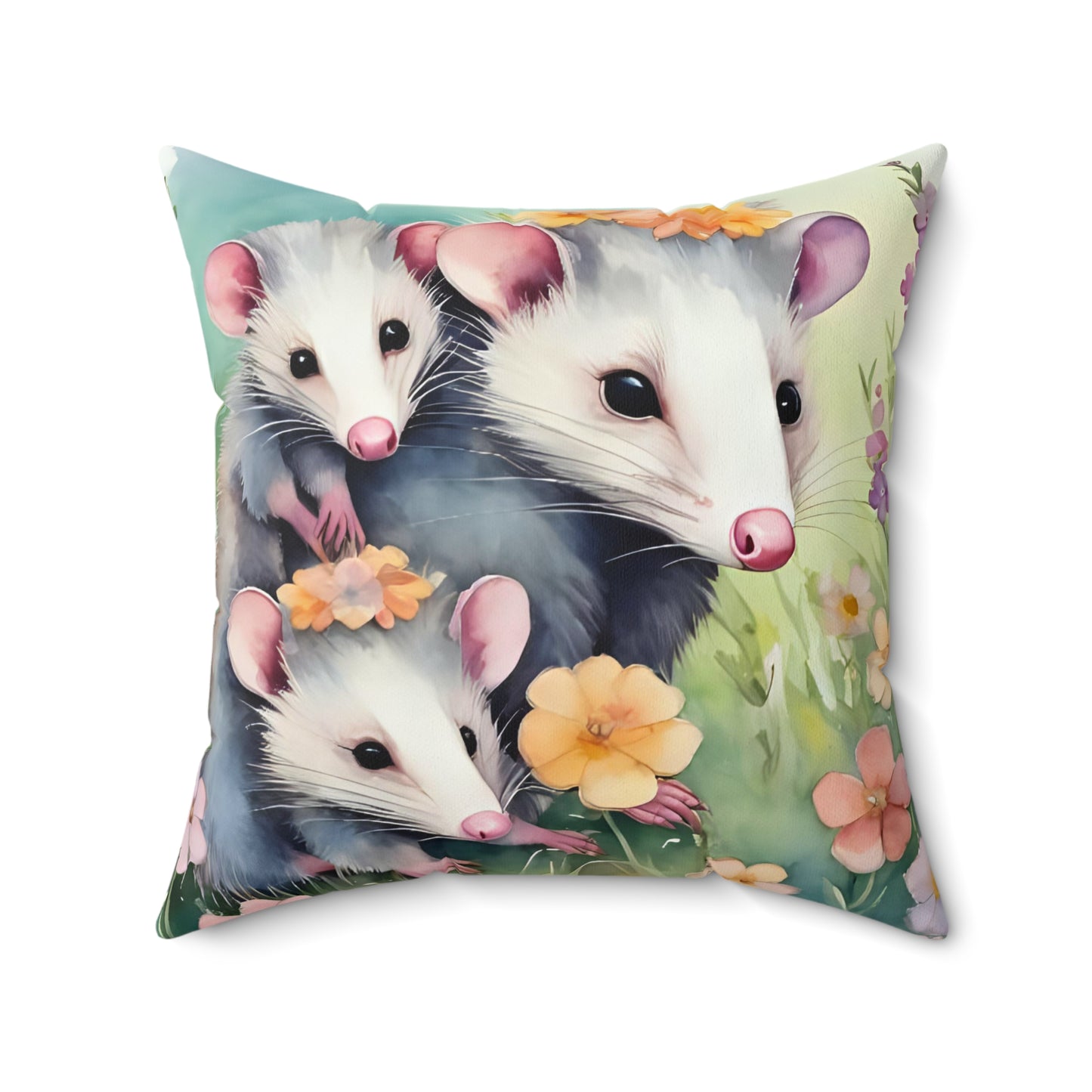 Opossum Family Pillow