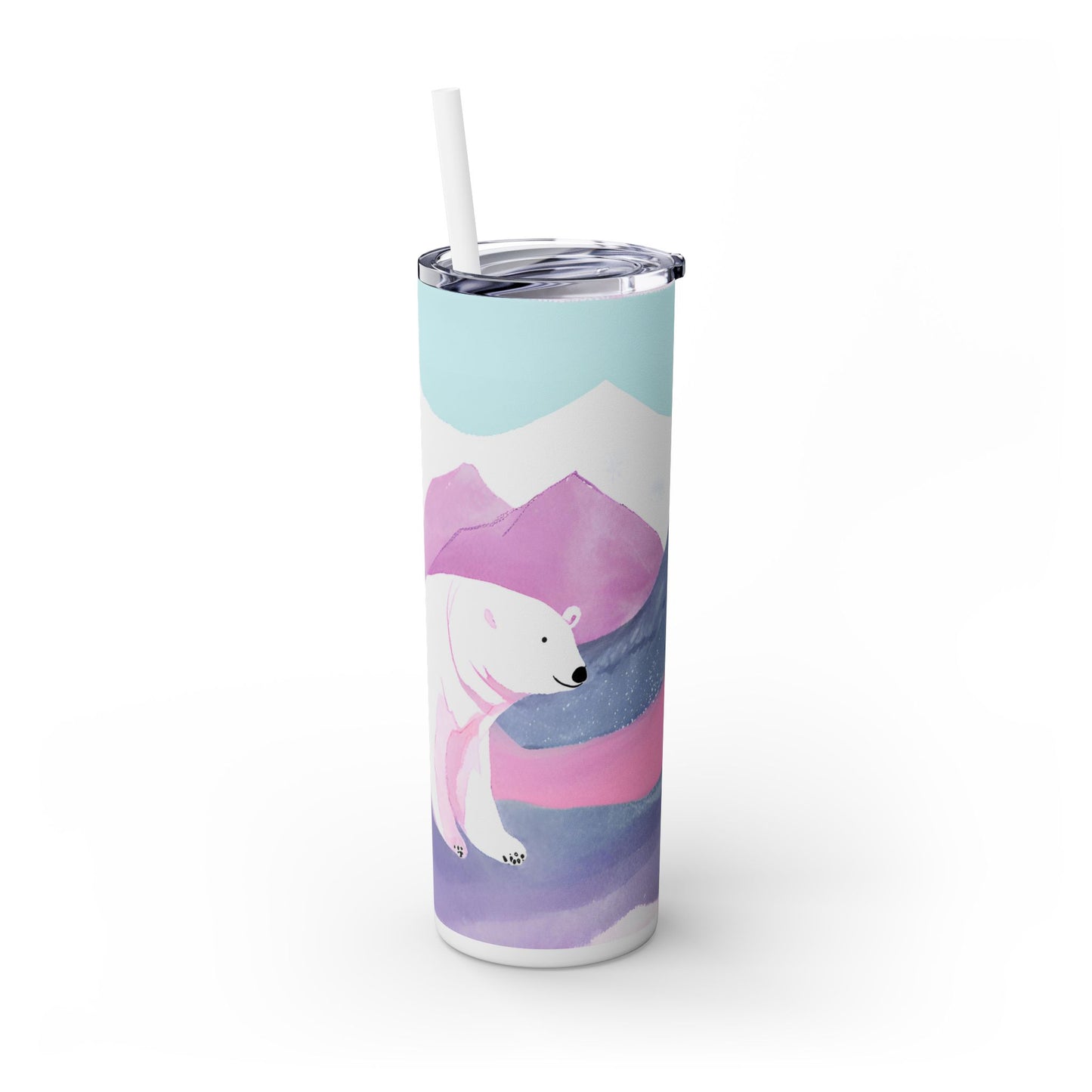 Polar Bear Skinny Tumbler with Straw, 20oz