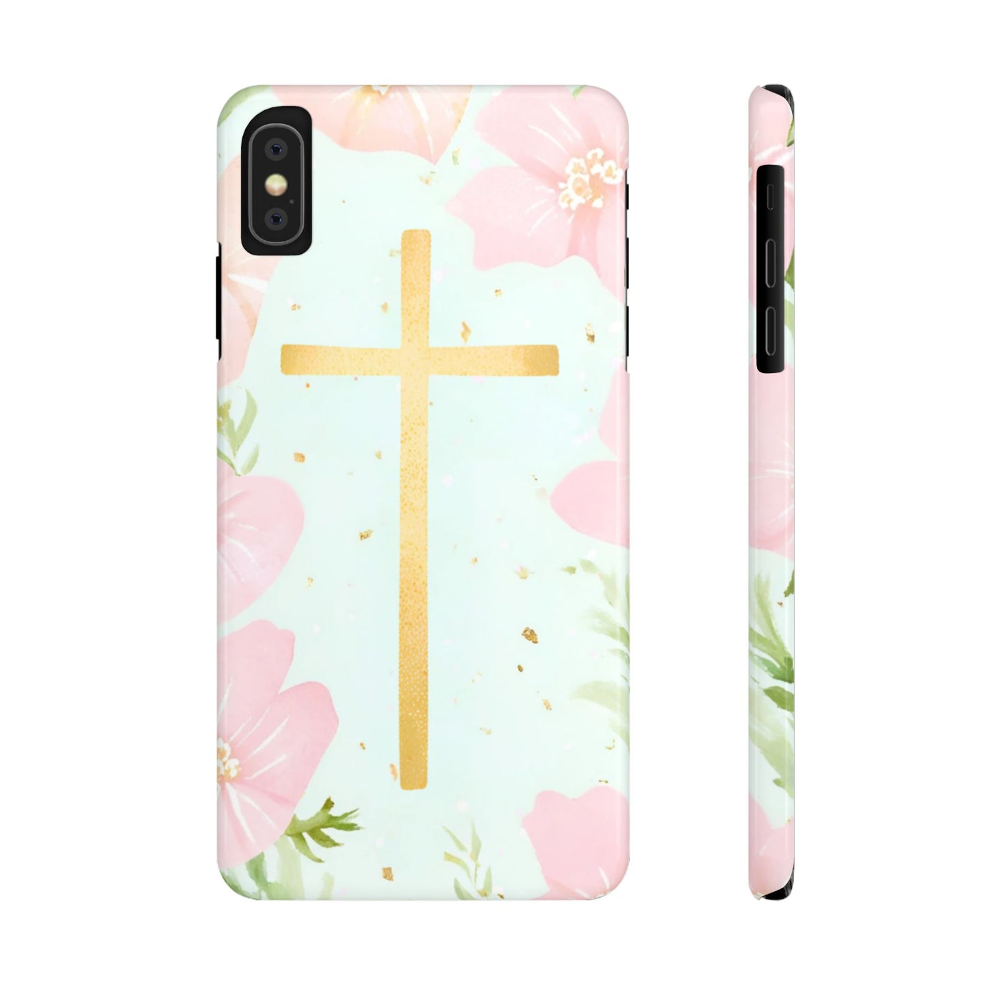 Cross with flowers Slim Phone Case