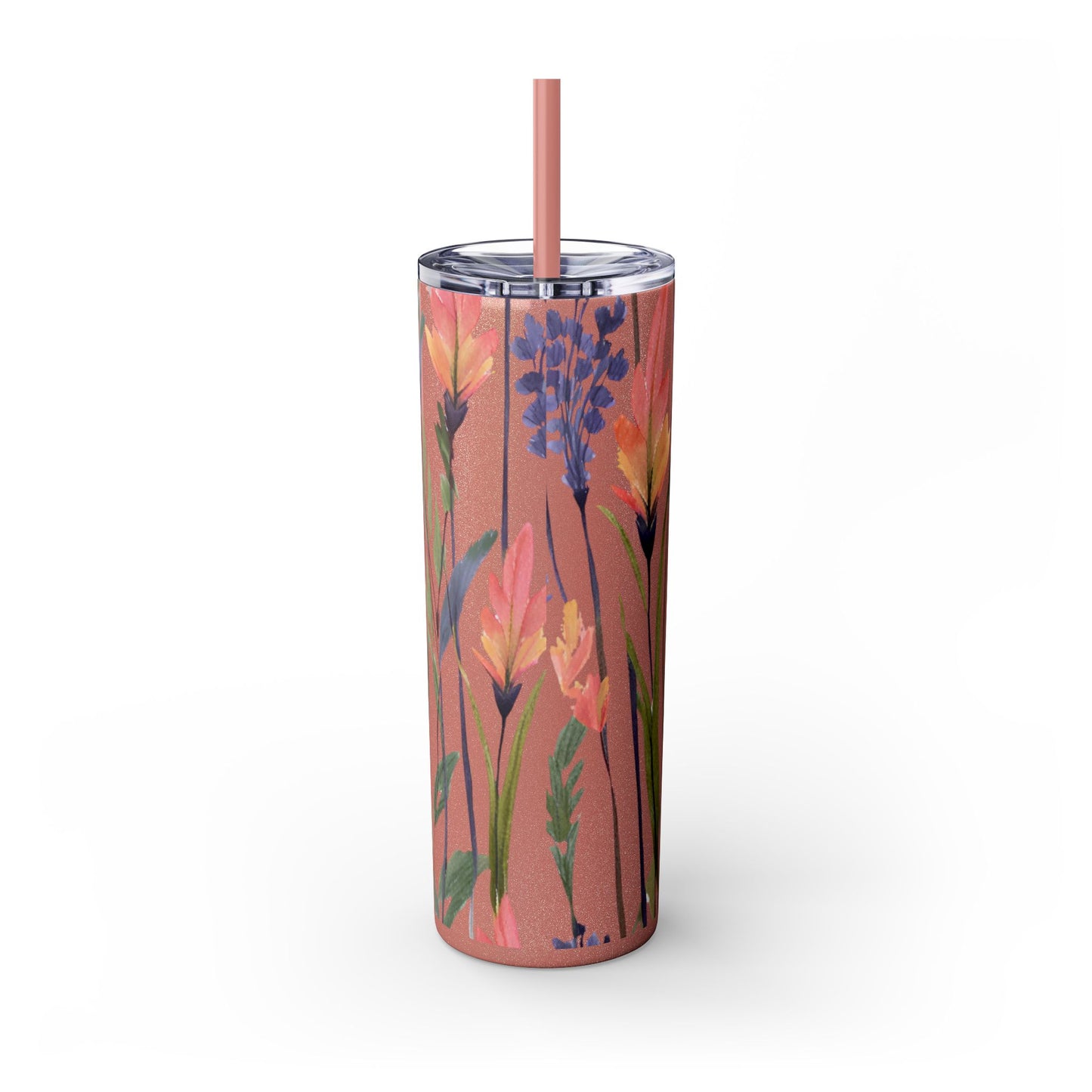 Wildflower Skinny Tumbler with Straw, 20oz