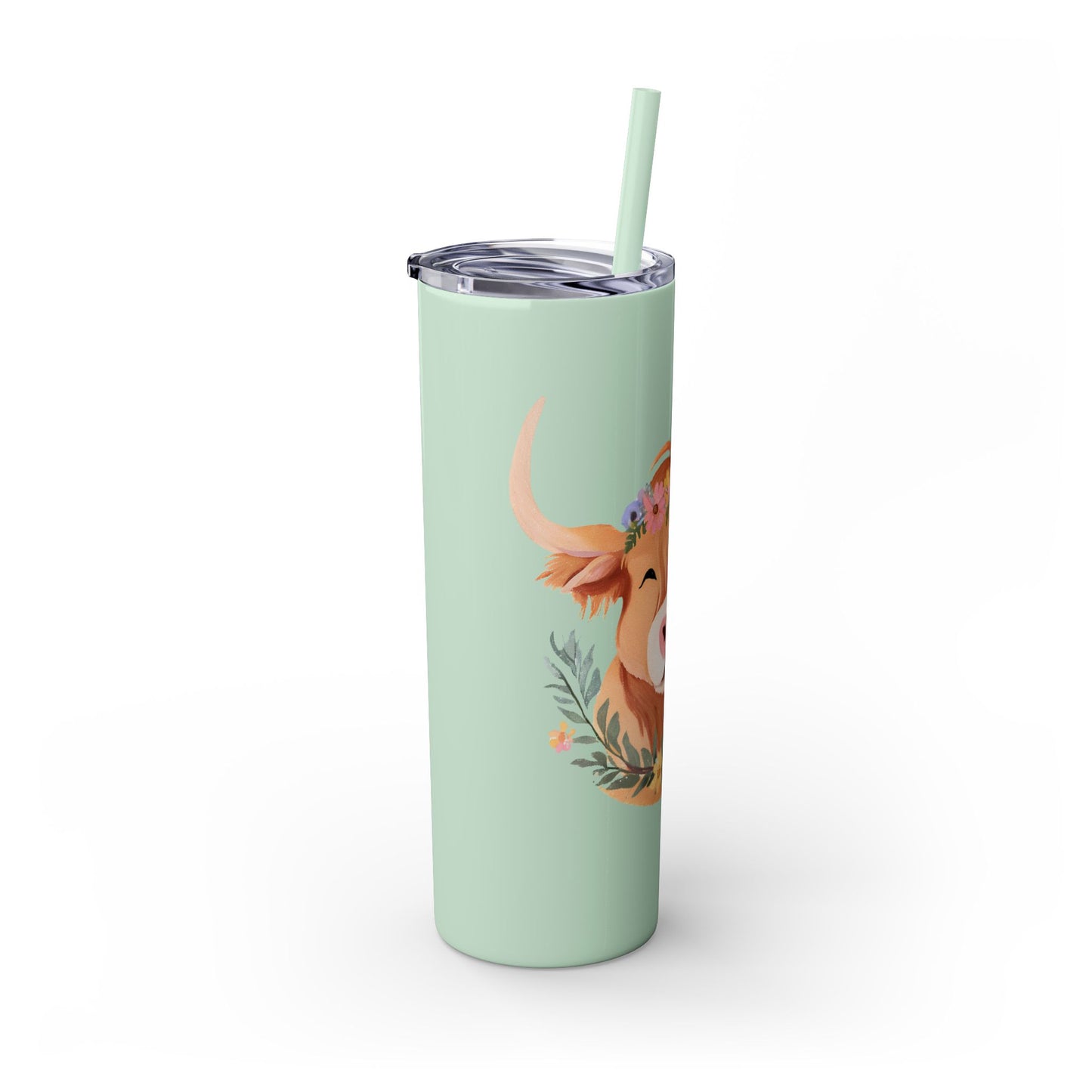 Highland Cow Skinny Tumbler with Straw, 20oz