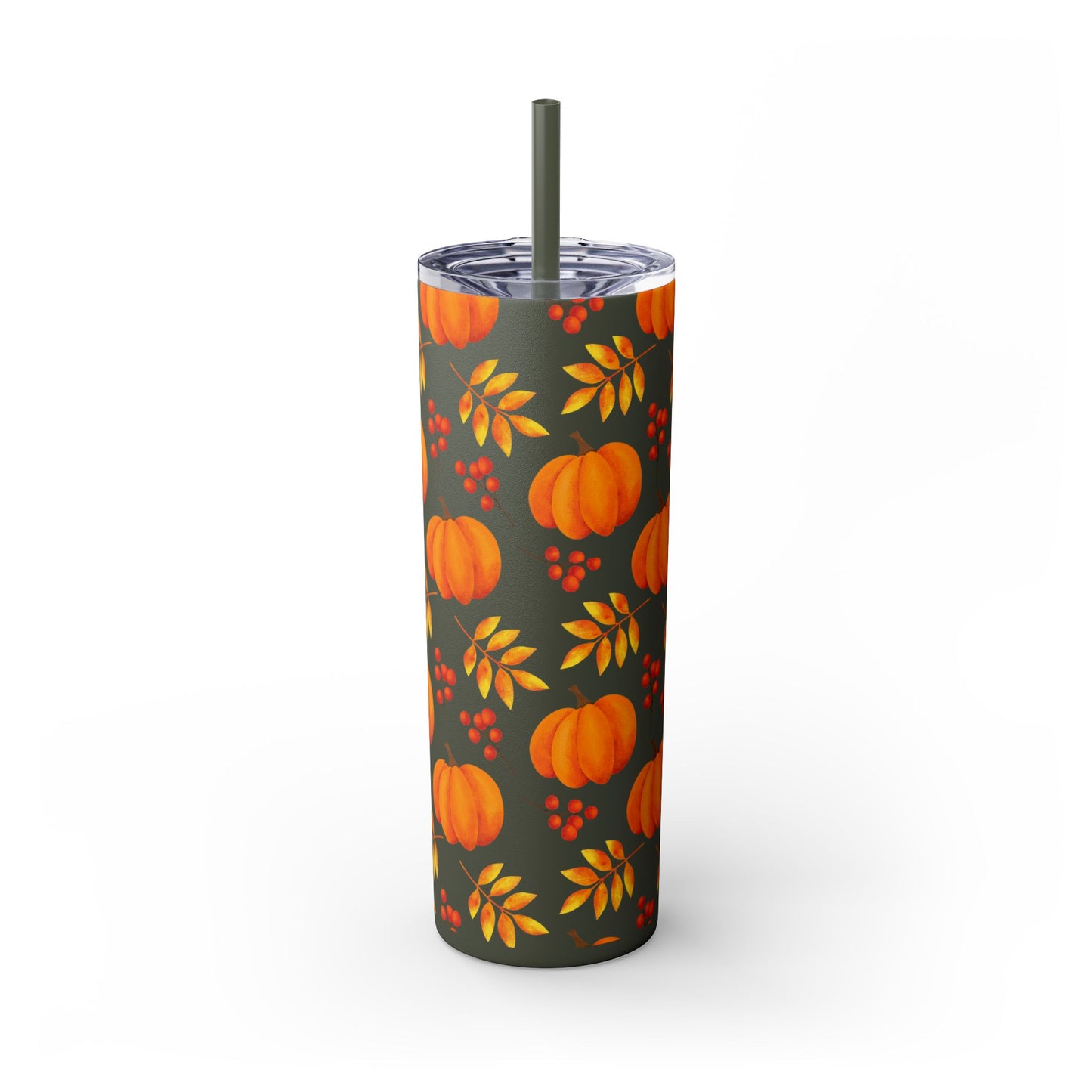 Pumpkin Skinny Tumbler with Straw, 20oz