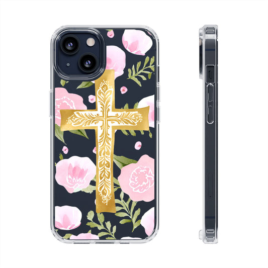 Gold Cross Clear Phone Case