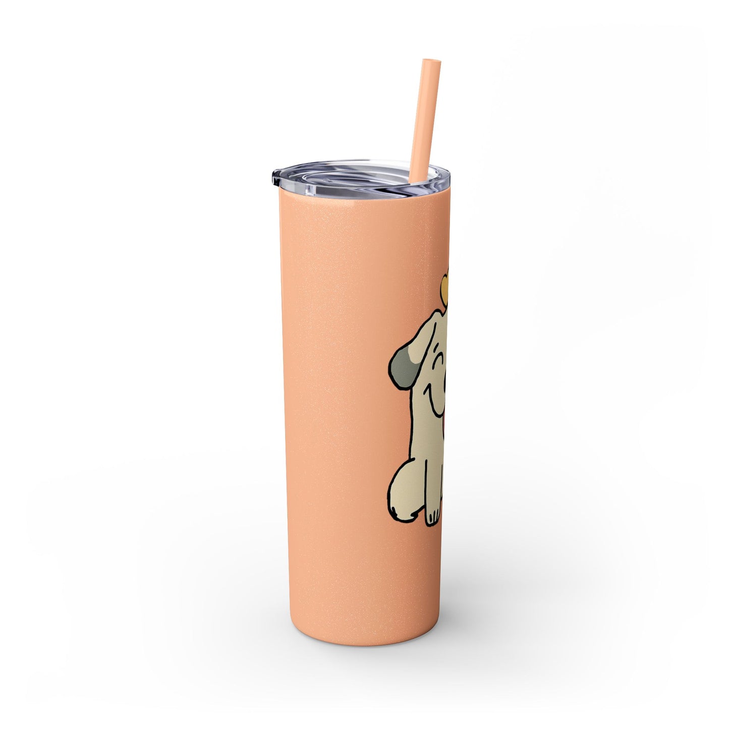 Happy Love Puppy Dog Skinny Tumbler with Straw, 20oz