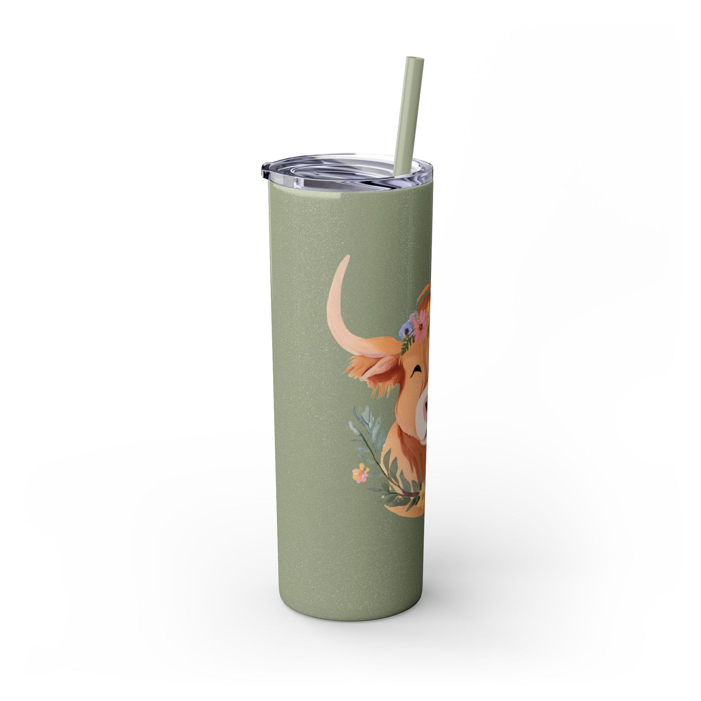 Highland Cow Skinny Tumbler with Straw, 20oz