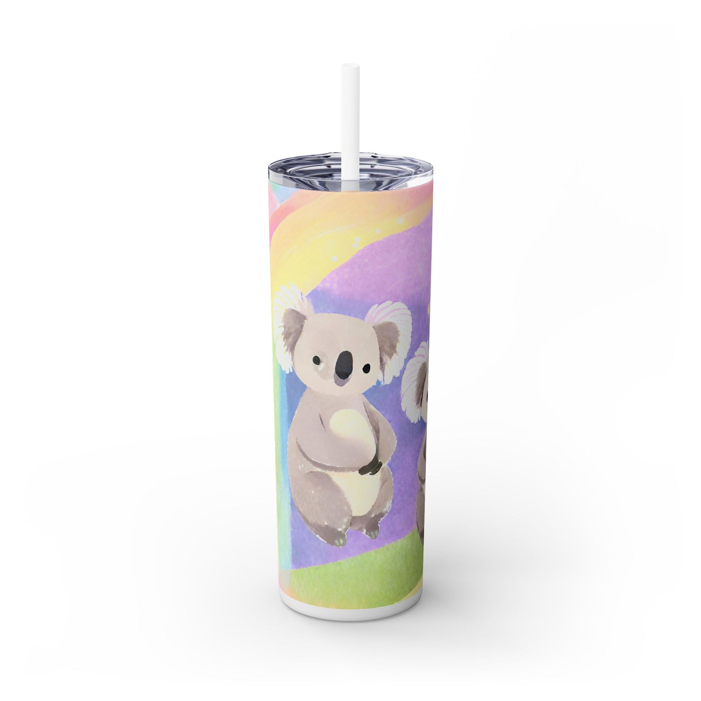 Rainbow Koalas Skinny Tumbler with Straw, 20oz