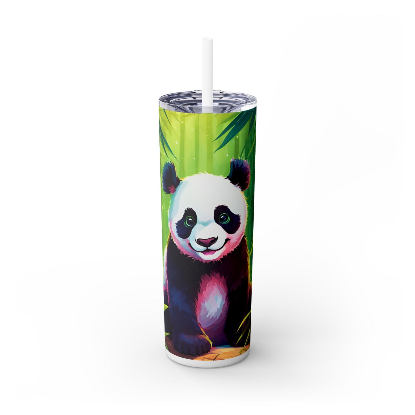 Panda Skinny Tumbler with Straw, 20oz