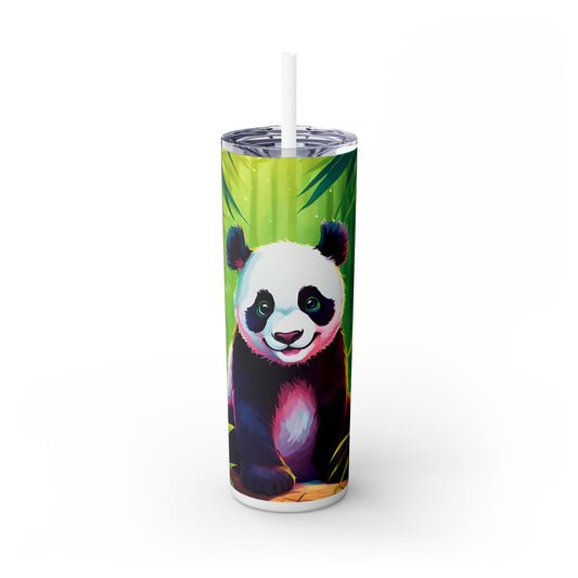 Panda Skinny Tumbler with Straw, 20oz