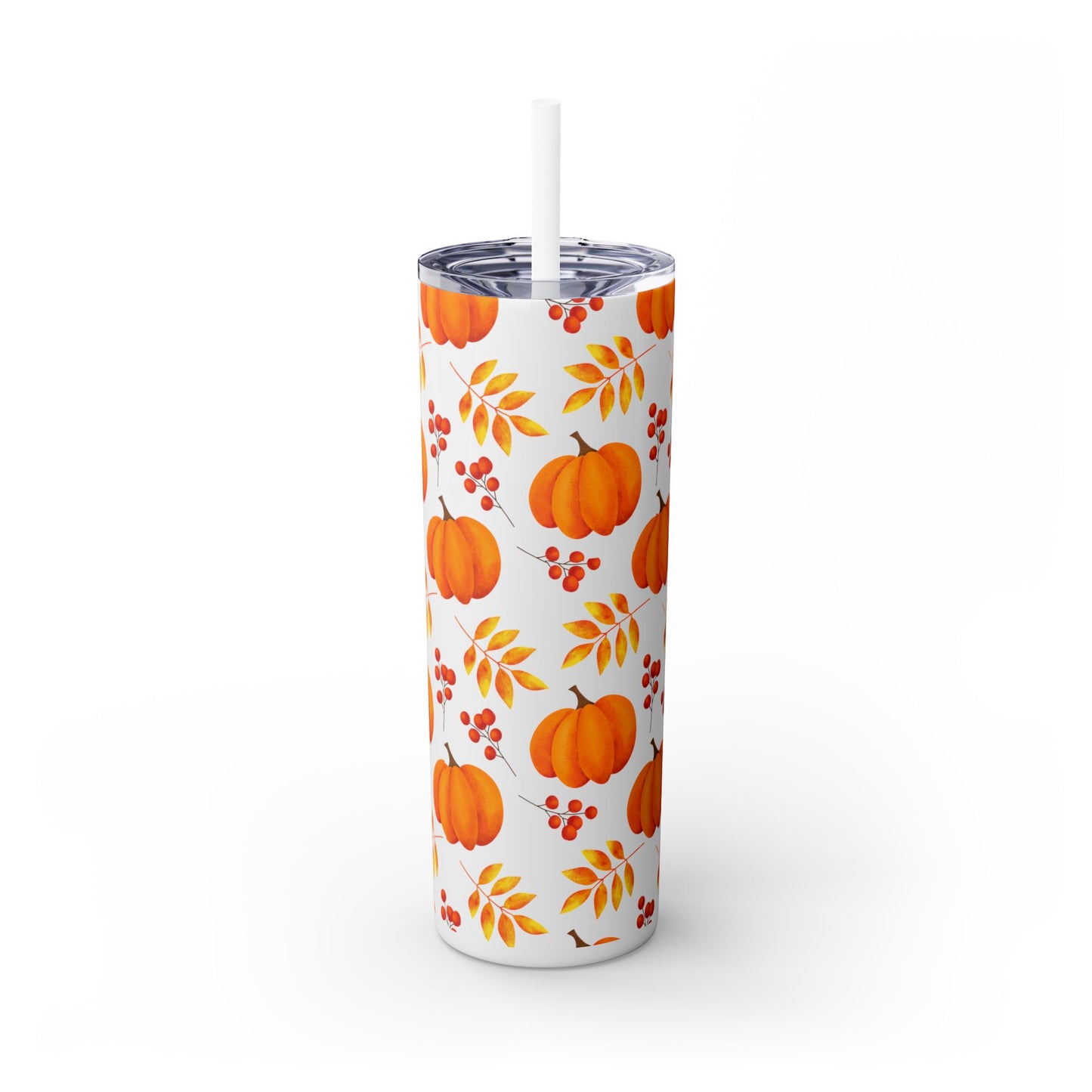 Pumpkin Skinny Tumbler with Straw, 20oz