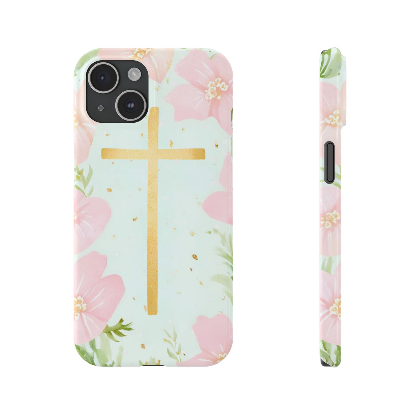 Cross with flowers Slim Phone Case