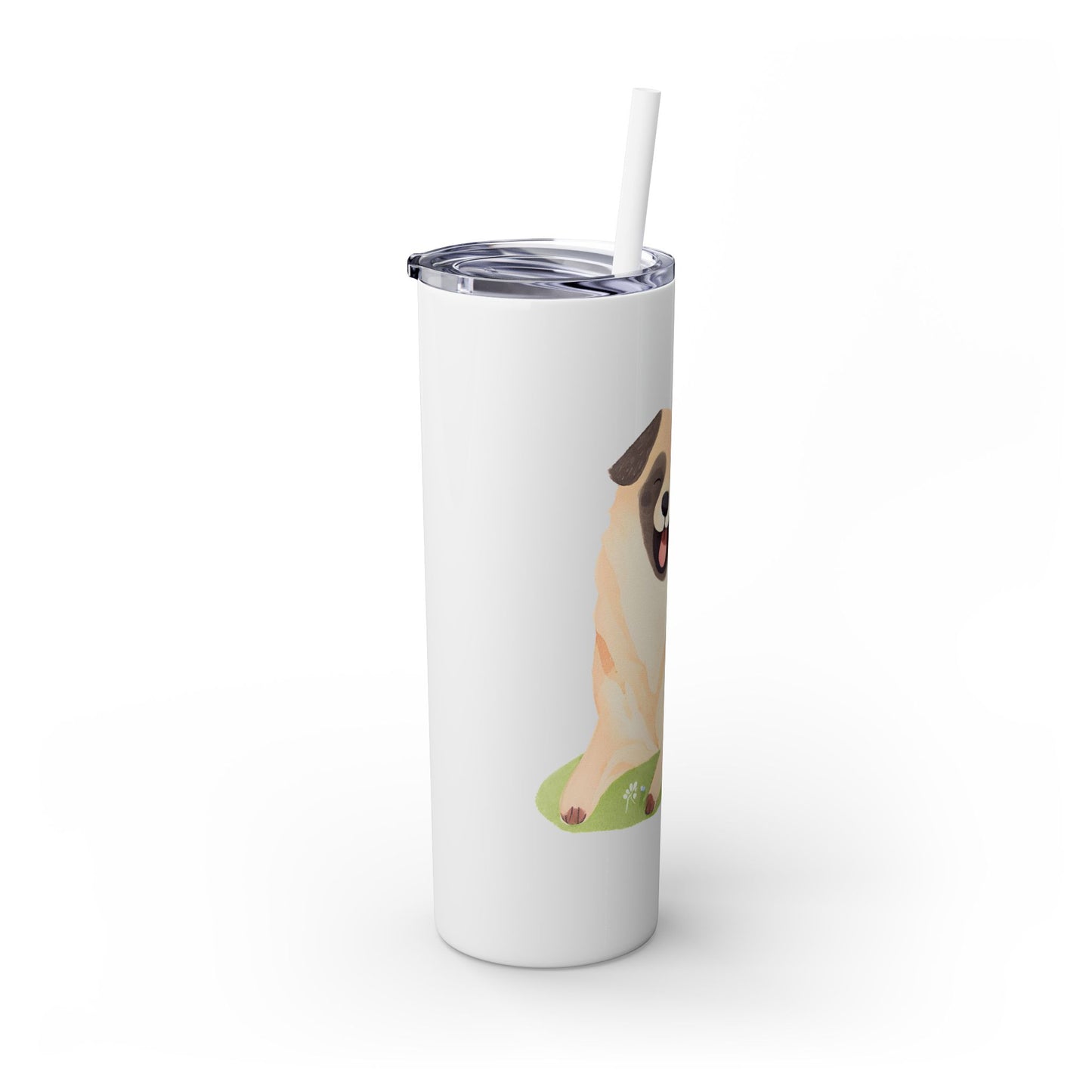 Happy Shepherd Puppy Dog Skinny Tumbler with Straw, 20oz