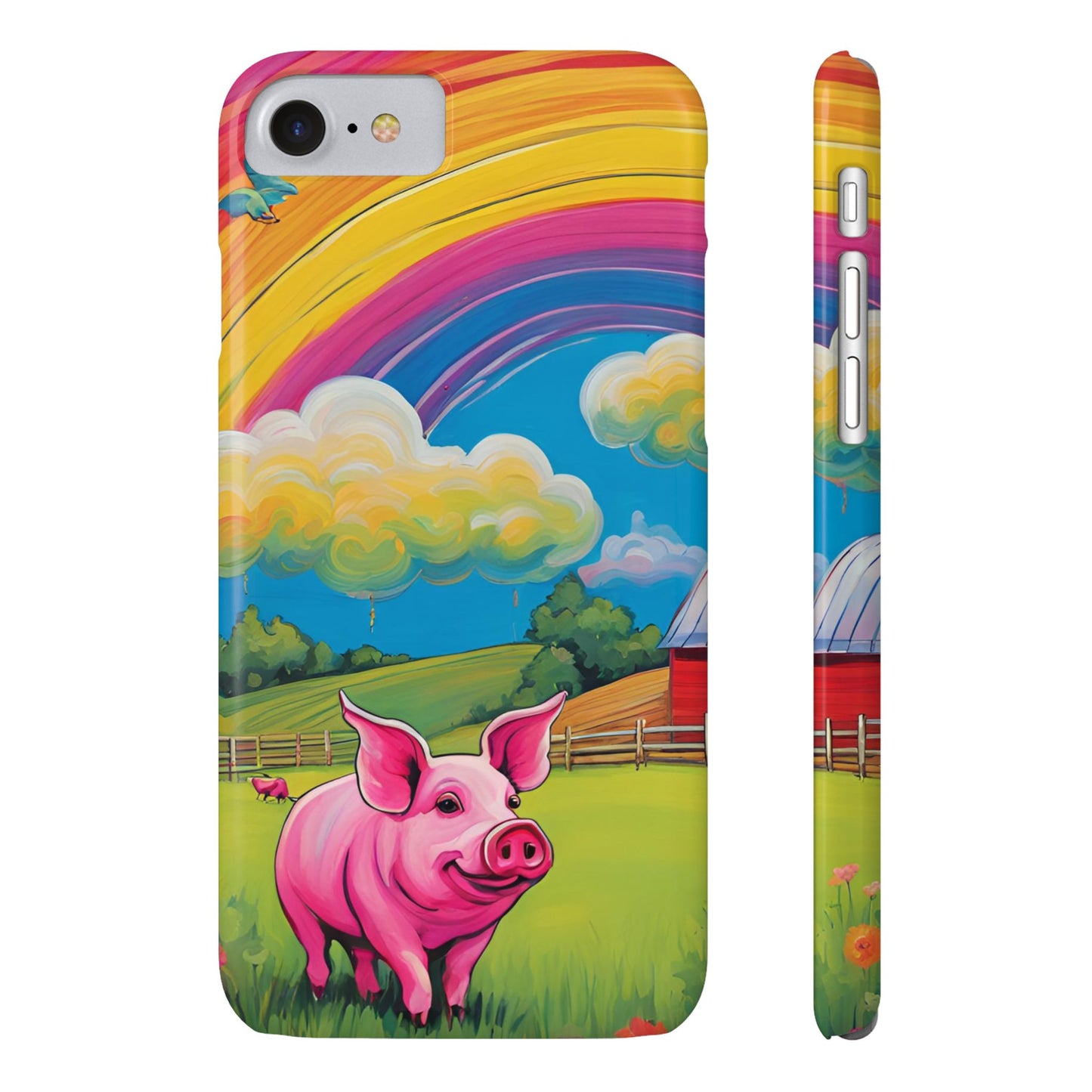 Rainbow Pig Farm Slim Phone Case